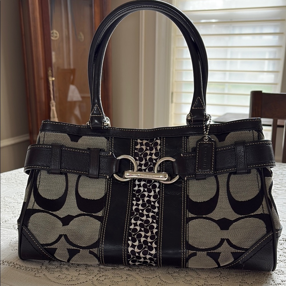 COACH Black & Gray Double Handle Bag